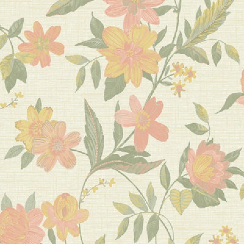 Image of Grandeco Katsu Trail Floral Blown Wallpaper, Blush