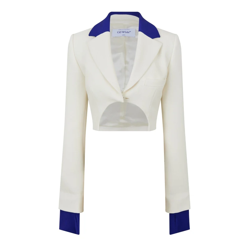 Image of Off White Womens - Cropped Bomber Jacket White Blue female 6 (2XS)