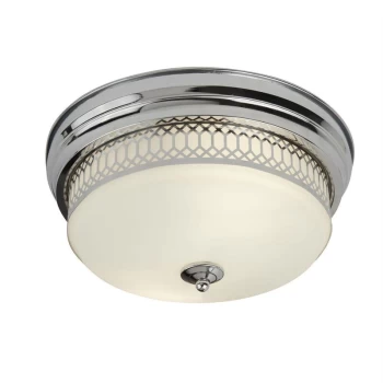 image of Searchlight Edinburgh - 2 Light Bathroom Flush Ceiling Chrome, White IP44, E27