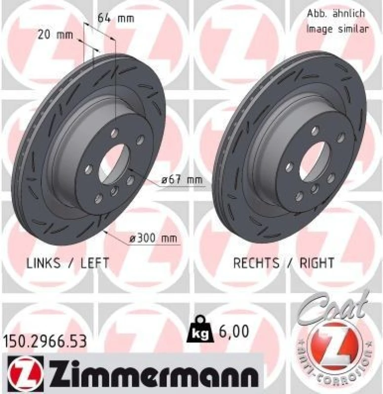 Image of ZIMMERMANN Brake disc ZIMMERMANN 150.2966.53