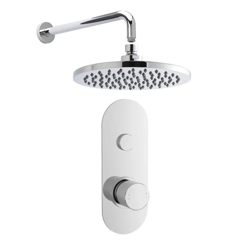 Image of Balterley Concealed Round Push 1 Button Valve Arm Head Kit Chrome in Silver Silver Unisex