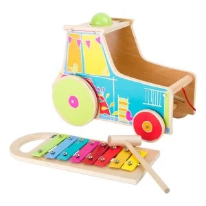 Image of LEGLER Small Foot Childrens Wooden Motor Activity Tractor with Xylophone Toy