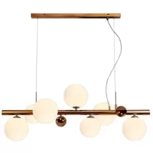 Image of Luminosa Lighting - Ceiling Pendant, 7 x G9, Antique Copper, Opal & Copper Glass