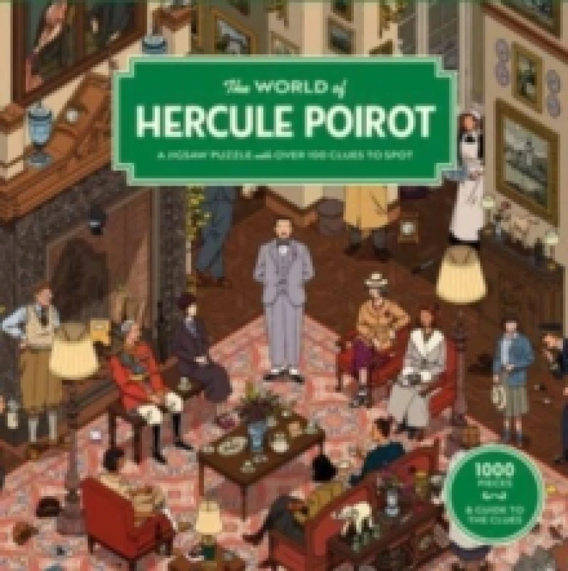 Image of The World of Hercule Poirot : A 1000 Piece jigsaw puzzle with over 100 clues to spot: The perfect family gift for fans of Agatha Christie Jigsaw