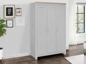 image of Birlea Highgate Grey and Oak Effect 3 Door Wardrobe Flat Packed