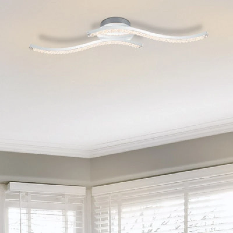 Image of Cosylyte Kenworth 2 Light Integrated LED Modern Wavy Ceiling Light - Chrome