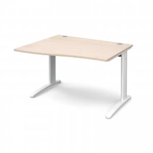Image of TR10 Left Hand Wave Desk 1200mm - White Frame maple Top