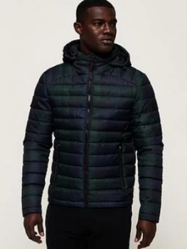 image of Superdry Tweed Double Zip Fuji Padded Jacket, Navy Size M Men