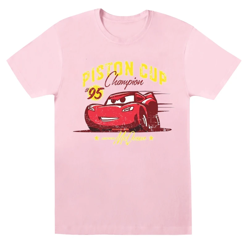 Image of Disney Men Cars Piston Cup Champion T-Shirt in Baby Pink Size: Small Baby Pink S Male 5059568305886