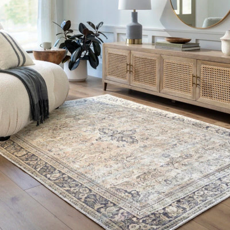 Image of Becki Owens X Livabliss Machine Washable Oriental Boho Warm Grey/khaki Darling Area Rug 200 X 275cm - Ideal For Living Room