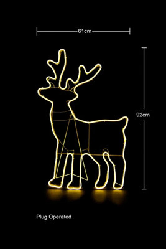 Image of Shatchi Standing Reindeer Neon Effect Rope Light Silhouette Double Side 90 Warm White Leds