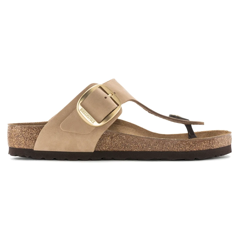 Image of Birkenstock Leather sandals woman Birkenstock Gizeh Big Buckle Birko-Flor Patent Beige Female 36 Etroit