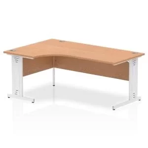 Image of Impulse 1800 Left Hand White Crescent Cable Managed Leg Desk Oak