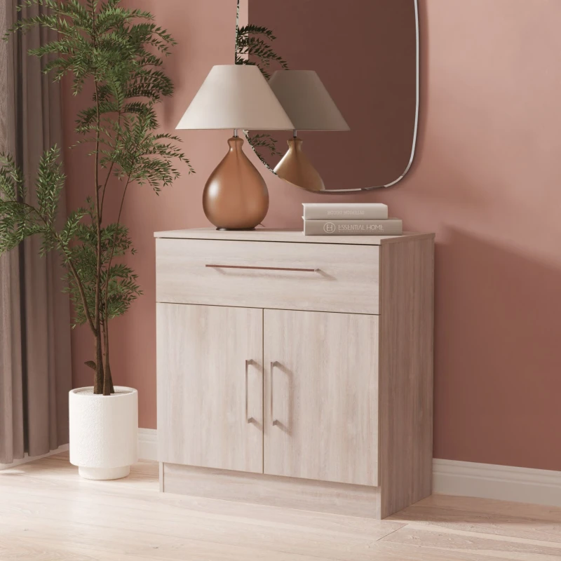 Image of Ready Assembled 2 U Gloucester 1 Drawer 2 Door Sideboard (Ready Assembled) in Light Grey Light Grey Unisex