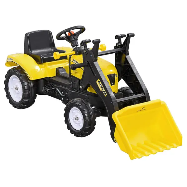 Image of HOMCOM Pedal Go Kart Ride On Excavator W/ Front Loader Digger,Four Wheels Child Toy Yellow