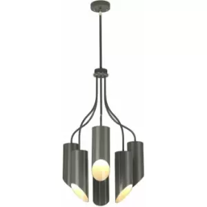 Image of Loops - 6 Bulb Chandelier LIght Dark Grey Highly Polished Nickel LED E27 8W