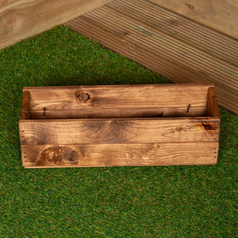 Image of Hand Made 51cm x 18cm x 14cm Rustic Wooden Garden Window Box / Flower Planter