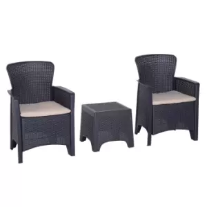 Image of Outsunny 3pc Conversation Set Rattan Sofa Furniture Set Polyester Cushion