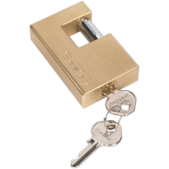 image of Sealey Heavy Duty Brass Shutter Padlock 76mm Standard