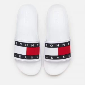 Image of Tommy Jeans Mens Flag Pool Slide Sandals - White - UK 9