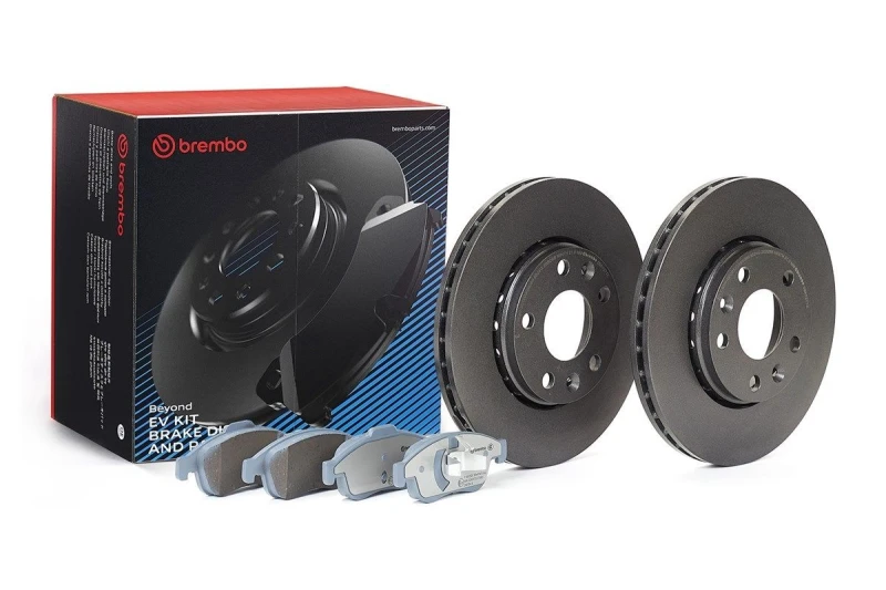 Image of BREMBO KT 08 039 Brake disc and pads set BEYOND LINE - EV with accessories, Brake Disc Type: internally vented, excl. wear warning contact, with bolts