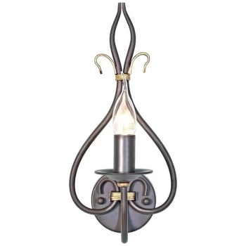 image of Windermere - 1 Light Indoor Candle Wall Light Gold, Rust, E14 - Elstead