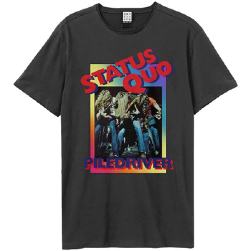Image of Amplified Amplified Men Piledriver Status Quo T-Shirt in Charcoal Size: X-Small Charcoal XS Male 5063703824866