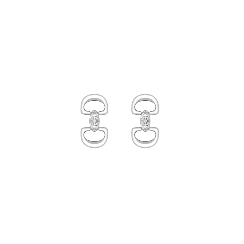Image of Simply Silver Sterling Silver 925 Polished and Cubic Zirconia Snaffle Drop Earrings Silver female