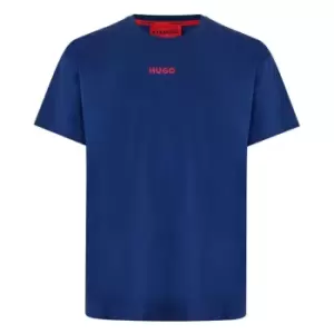 Image of Hugo Logo Print Pyjama T-Shirt - Blue