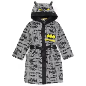 Image of Batman Boys Fluffy Robe (5-6 Years) (Grey/Black/Yellow)