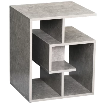 Image of HOMCOM Side Table, 3 Tier End Table with Open Storage Shelves, Living Room Coffee Table Organiser Unit, Cement Colour AOSOM UK