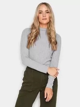 image of Long Tall Sally Wide Rib Soft Grey Top, Grey, Size 10, Women