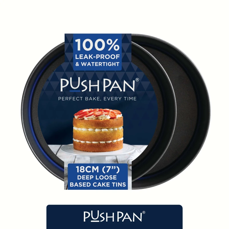 Image of Wham Pushpan Set Of 2 X 7" Deep Cake Tins Grey/pewter