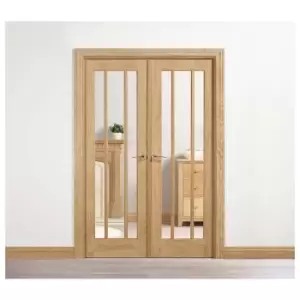 Image of Lincoln Internal Glazed Unfinished Oak Room Divider - 1246 x 2031mm
