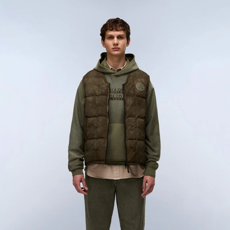 Image of Napapijri Mens Vajolet Quilted Gilet Tea Leaf male M