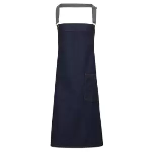 image of Premier Unisex Adults District Waxed Look Denim Bib Apron (One Size) (Indigo Denim)