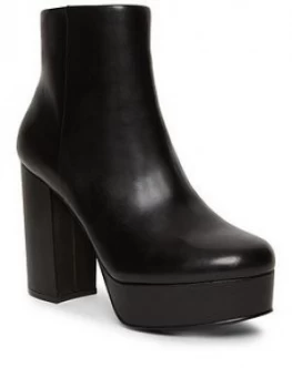 image of Steve Madden Gratify Ankle Boots - Black Leather, Size 8, Women