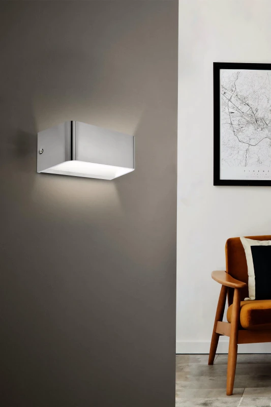 Image of EGLO Sania 4 LED Satin Nickel Cube Aluminium Wall Light Silver