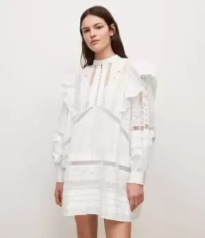 Image of AllSaints Womens Prim Broderie Dress, White, Size: 10