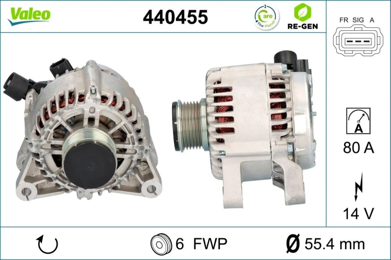 Image of VALEO 440455 Generator Alternator Charging Current: 80A, Voltage: 14V Alternator (4)