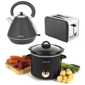 Salter 1.7L Pyramid Kettle, 2 Slice Toaster & 3.5L Slow Cooker Set