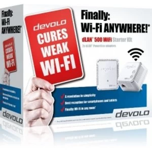 image of Devolo dLAN powerline 500 WiFi Starter Kit 2x UK Plug