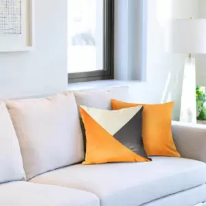 Image of Emma Barclay - New Orleans Geometric Velvet Cushion Cover, Ochre, 43 x 43 Cm