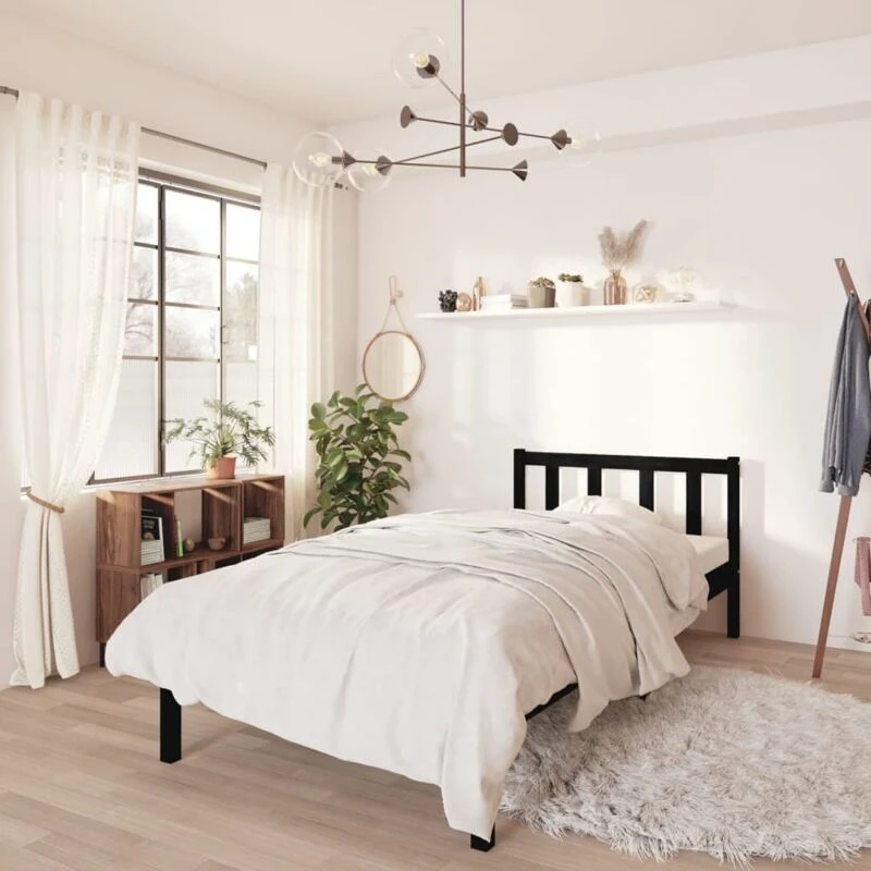 Image of VIDAXL Bed Frame without Mattress Black Solid Wood Small Single Vidaxl 8720286671238