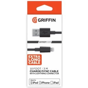 Image of Griffin GC41317 ChargeSync Cable with Lightning Connector 3M 10ft Black