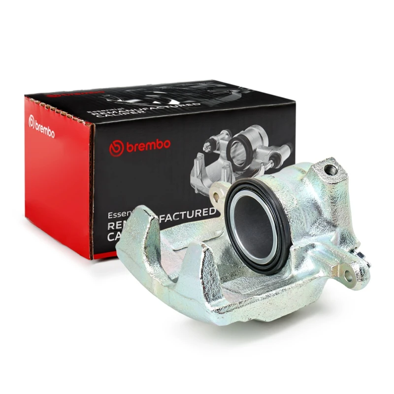 Image of BREMBO F 50 202 Brake caliper ESSENTIAL LINE Front Axle Left Grey Cast Iron Brake Caliper (78)