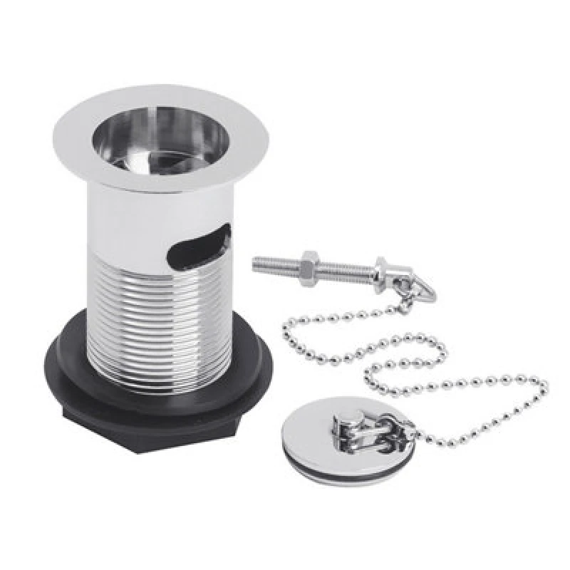 Image of Balterley Bathroom Basin Waste with Brass Plug and Ball Chain Chrome Silver
