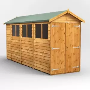 Image of 14x4 Power Overlap Apex Double Door Garden Shed