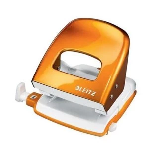 image of Leitz Durable Medium-Duty Metal Hole Punch Metallic Orange 30 Sheets of 80gsm Paper