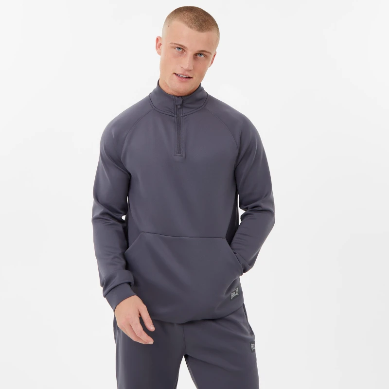 Image of Everlast quarter Zip Track Jacket Mens - Grey Grey S